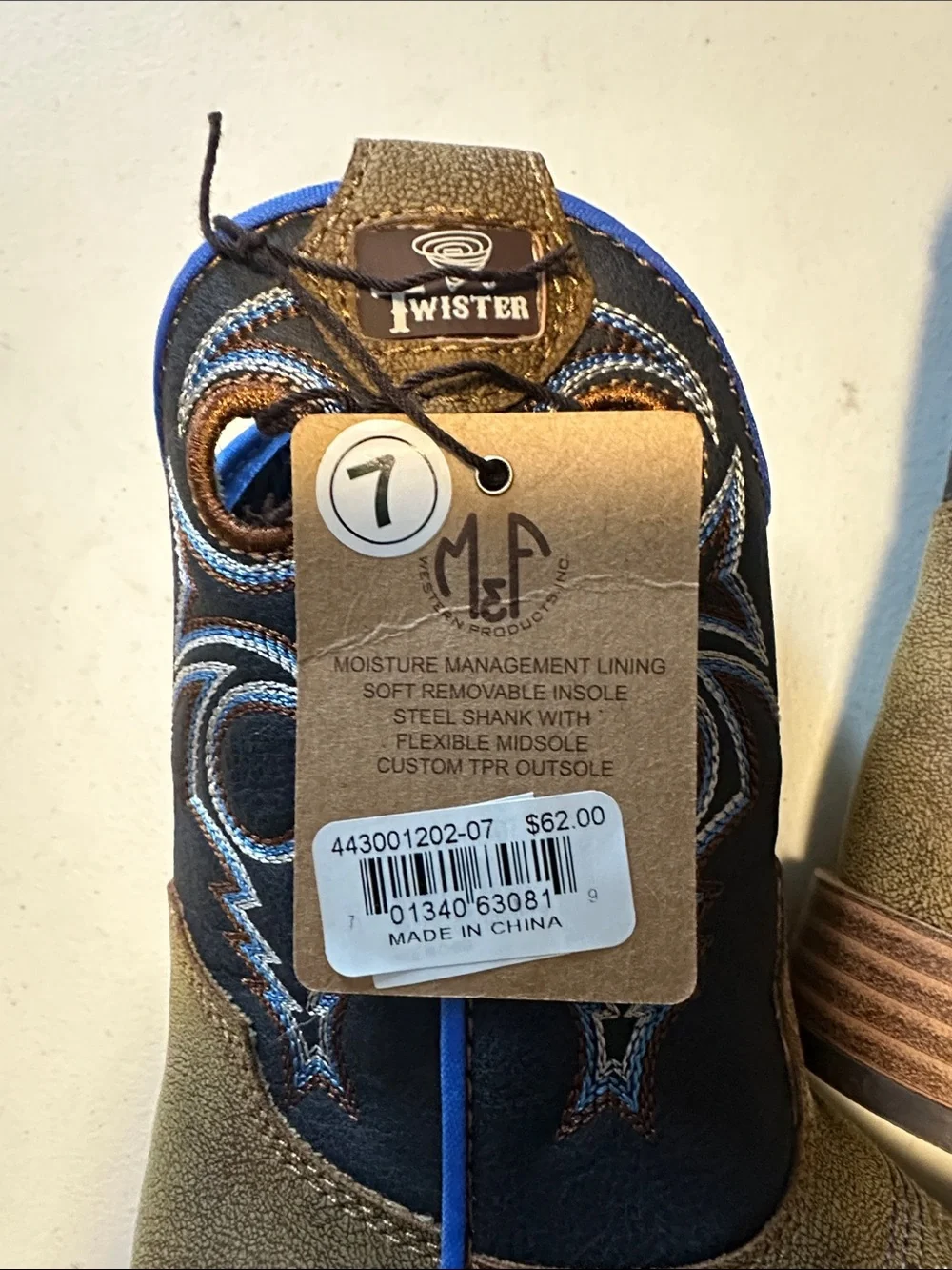Twister Kids Two-Tone Cowboy Boots - Olive and Black with Blue Trim